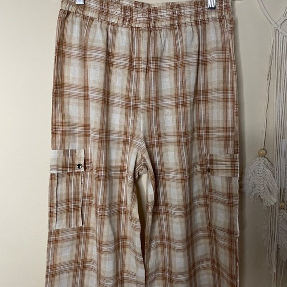 PrettyLittle Thing Ultra High Rise Wide Leg Plaid Women's Pants Size 8 - Picture 3 of 13